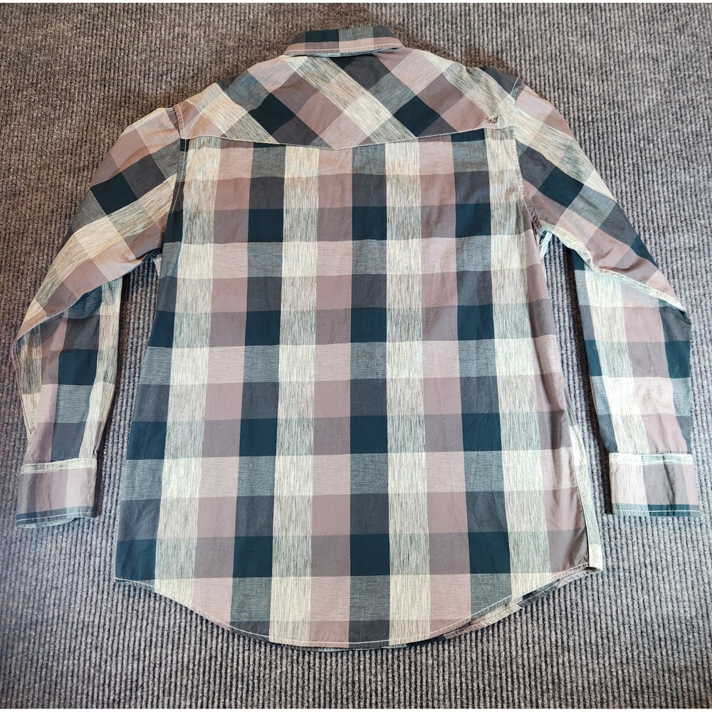 Coastal Shirt Mens XL Green Gray Plaid Pearl Snap Long Sleeve Cotton/Polyester - Picture 2 of 7